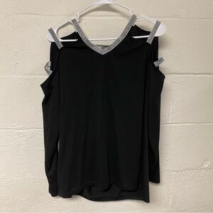 Sheilay Women’s Black Long Sleeve Cut Out Blouse Size XL